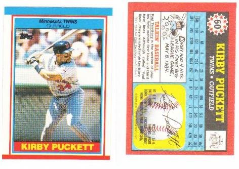 1989 Topps Oddball UK Baseball Card Kirby Puckett Minnesota Twins