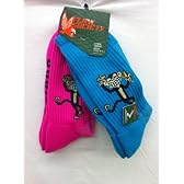 Flow Society Authentic Lacrosse Gear Socks Monkey Banana One Turquoise, One Hot Pink pair (This is a pack of 2 pairs of socks.) Size Medium Fits Shoe 4-8.5