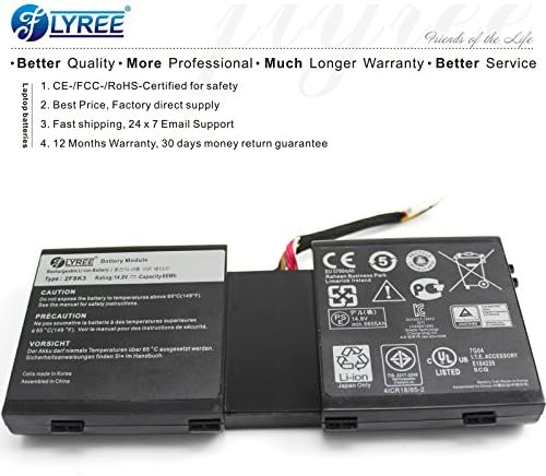FLYREE 8 Cell 14.8V 86WH New 2F8K3 02F8K3 Laptop Battery for Dell Alienware 17 17x M17x R5 18 18x M18x R3 Series 2F8K3 02F8K3 KJ2PX 0KJ2PX G33TT 0G33TT