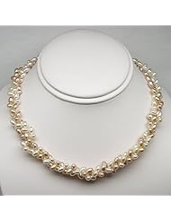 Freshwater Pearl Twisted Necklace, Pink and White Natural Color