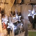 Battery Operated Flat Star White LED, 10 Bulbs