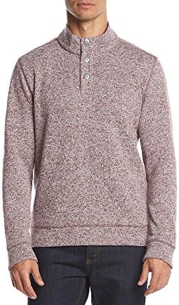 Paradise Collection Men's Button Mock Fleece Plum Large