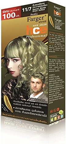 Farger 11/7 Special Blonde Green Reflect Permanent Hair Color Cream Dye 100ml Punk Goth w/ Jojobaoil / Keratin / Collagen [Get Free Tomato Facial Mask + Free Gift Arche Pure Pearl Cream Acne Freckles & Dark Spots 3g.(can Be Used As Foundation Cream, Before Make up Your Face Revent Acne, Freckles, Melasma and Dark Spots From Recurring.)]