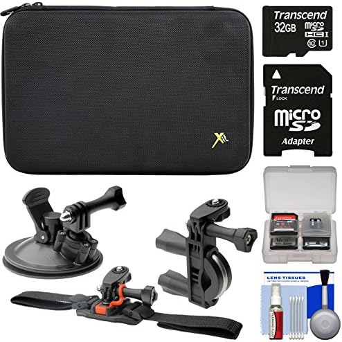 Xit Premium Custom Removable Foam Case (Large) + 32GB Card + ATV/Bike Handlebar, Vented Helmet &amp; Suction Cup Mounts Kit for GoPro HERO 2, 3, 3+, 4 Camera