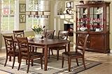 IMAGE OF 6 PC Dining Table Set w/ Chairs in Brown Cherry Finish