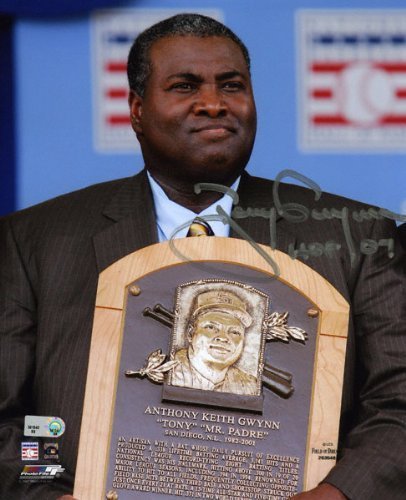 Tony Gwynn San Diego Padres - Plaque - Autographed 8x10 Photograph with HOF 07 Inscription
