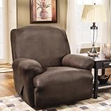 IMAGE OF Sure Fit Stretch Leather Slipcover - Brown (Recliner)