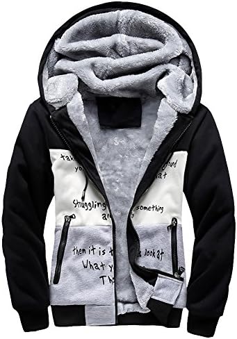 Hefn Men's Winter Fleece Lined Thickened Cardigan Open Ziper Hoodie