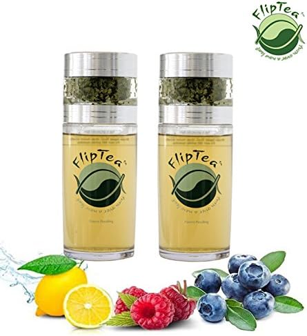 Set of 2 FLIPTEA Perfect Outdoor Tea Maker - 12oz Plastic Water Tea Filter Cup Drink Bottle with Stainless Infuser