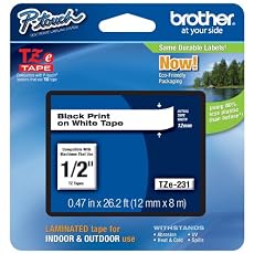 Brother Laminated Black on White Tape (TZe231)