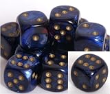 Scarab 16mm d6 Royal Blue w/gold Pipped Dice