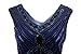 Vijiv Women 1920s Gastby Sequin Art Nouveau Embellished Fringed Flapper Dress Blue  Small