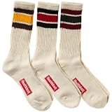 (ヘルスニット)Healthknit 配色3本ラインクルー ソックス 3足セット （ネイビー・ブラウン・ワイン） 191-3142 B