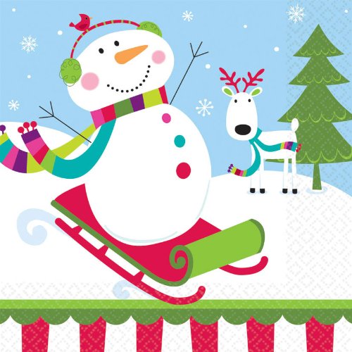 Amscan Joyful Snowman Luncheon Napkins 16 Ct