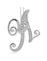 14k White Gold Alphabet Initial Letter A Diamond Pendant Necklace (HI, SI3-I1, 0.10 carat)