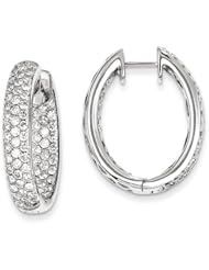 14k White Gold Diamond In-Out Hinged Hoop Earrings Diamond quality AA (I1 clarity, G-I color)