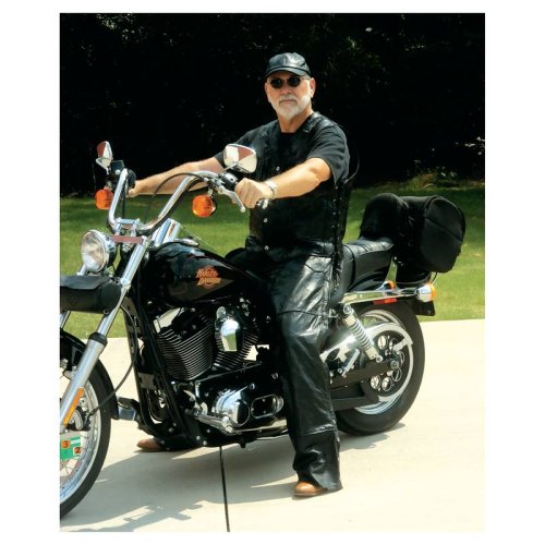 Diamond Plate Genuine Buffalo Leather Motorcycle Chaps