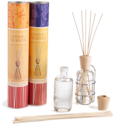 Stick Scents Reed Diffusers with Free Wall Mount (English Garden and Morning Dew), 8-Ounce Package