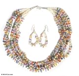 Pearl and quartzite jewelry set, 'Candy Rainbow' 2
