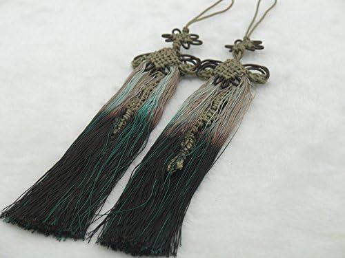 1pcs Two Tones Long20cm (8.0'') Soft Silk Tassels Charms with Two Chinese Knots, Super Qulity