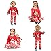 Girls Matching Doll&toddler Deer 4 Piece long cotton Christmas Pajamas Kids Pjs