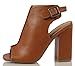 Wild Diva Women's Darlyn 01 Peep Toe Faux Leather Slingback Chunky Block Heel Ankle Boot