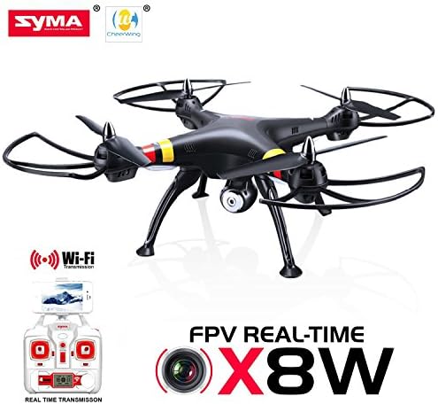 Cheerwing Syma X8W FPV Real-time 2.4Ghz 4ch 6 Axis Gyro Headless RC Quadcopter Drone with HD Camera RTF (Black)