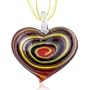 Murano Glass Red Black Swirl Heart Pendant