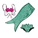 TFJH E 3PCS Toddler Girls Swimsuits Bathing Suit Fish Scale Bikini Set,Green 120