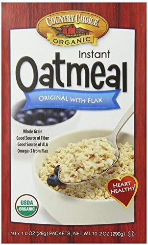 Country Choice Organic Original Instant Oatmeal with Flax, 10 Count Servings (Pack of 6)
