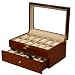 Watch Box Storage Display by Tech Swiss for 24 Watches Burlwood Finish See Thru Top Lock & Key