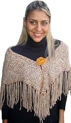 Handmade Alpaca Shawl - Brown Confetti (Small Size) [Apparel]