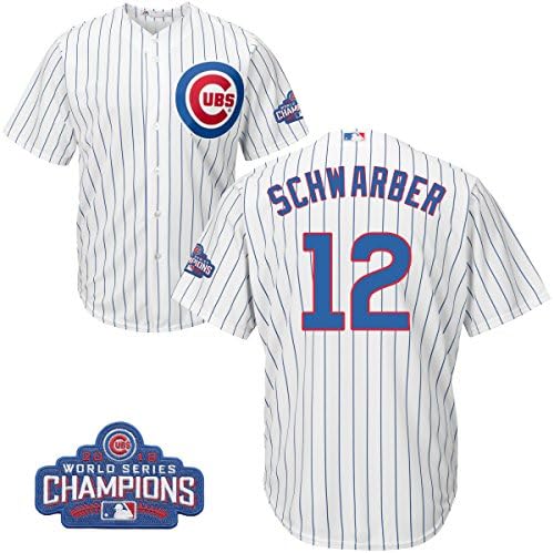 fb_Cubs 12 Kyle_Schwarber 2016 World_Series_Champions Jersey Cool Patch Chicago Baseball White Large