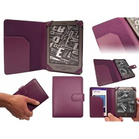 New Kindle Purple SD Folio Case Cover Pouch with FREE Clip-On LED Reading Lamp for New Amazon Kindle 4, All - New Latest Generation 2011 Release Amazon Kindle 6" inch Wi-Fi, from G-HUB