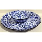 Enamelware Chip & Dip Set, Blue Marble