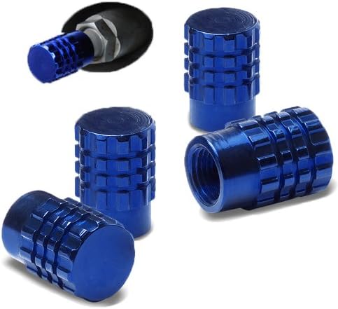 Oneself (TM) Blue Aluminum Custom Series (4 Pack - Metal 3 Ring Cog Design) Valve Stem Cap Seal for Bicycle, Motorcycle, Car and Truck Tires (High Quality Anodized Metal Tyre Cap + Durable Metal Threads + Powder-Coated Finish for Rust and Tarnish Proof Durability + Oneself (TM) Lifetime Warranty + Sealed in Oneself Approved Packaging Only) "ADDITIONAL DETAILS: This product comes with metal threads allowing for easy installation helping to prevent cross threading"