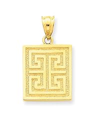 14K Yellow Gold Greek Key Pendant