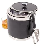 Oggi Faux Leather and Stainless Steel Ice Bucket with Ice Scoop