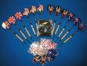 12 Karella-Dartpfeile mit Shaft Alu Stripe medium ca. 17g + 100 Softspitzen + 30 Flys HERBSTAKTION!