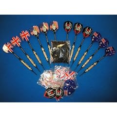 12 Karella-Dartpfeile mit Shaft Alu Stripe medium ca. 17g + 100 Softspitzen + 30 Flys HERBSTAKTION!