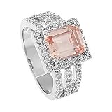 Silver 2.5 Cttw Emerald Cut Cognac Champagne Cocktail Engagement Ring