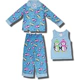 Little Penguins 3 Piece Flannel Coat Style Pajamas for Girls
