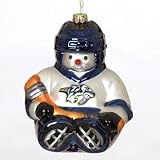 Pack of 2 NHL Nashville Predators Hockey Snowman Glass Christmas Ornaments 5.5"