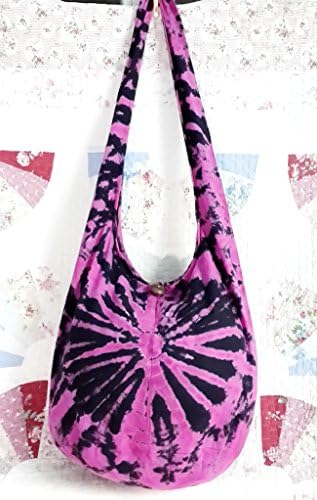 TIE DYE BEAUTY ART HOBO CROSSBODY BAG YOGA STLYE COTTON CHARMS SLING YAAM UNISEX FROM THAILAND