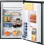 GE Spacemaker GMR04HASCS 4.3 cu. ft. Compact Refrigerator with 3 Wire Shelves, Manual Defrost Freezer, Can Rack, CleanSteel Exterior and Recessed Door Handle