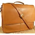 New Visconti unisex tan/sand soft leather flap over briefcase messenger bag style 658'