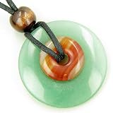 Double Lucky Amulet Aventurine Natural Agate Crystals Necklace