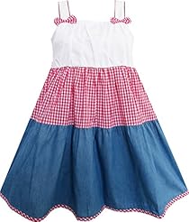 Girls  Plaid Print Cotton  Dress With a Bow(s)