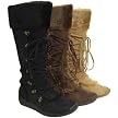 Women's Adi Designs Ultrasuede Lace-up Boots with Faux Fur Trim