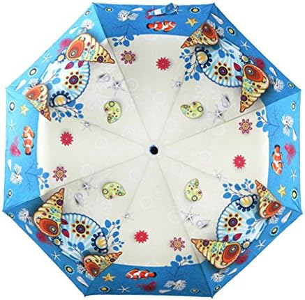 Moonse Ocean World Pattern Unisex Compact Auto Open Folding Umbrella For Travel Outdoor Sunny Sky